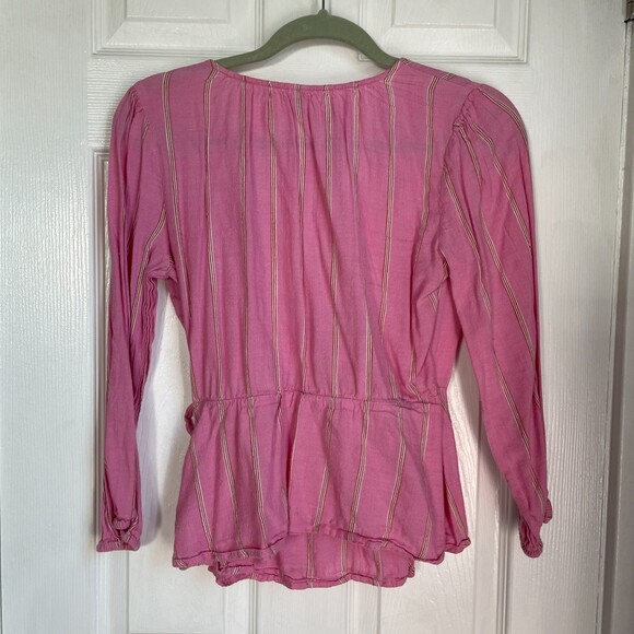 Old Navy pink striped wrap blouse top - Picture 2 of 5